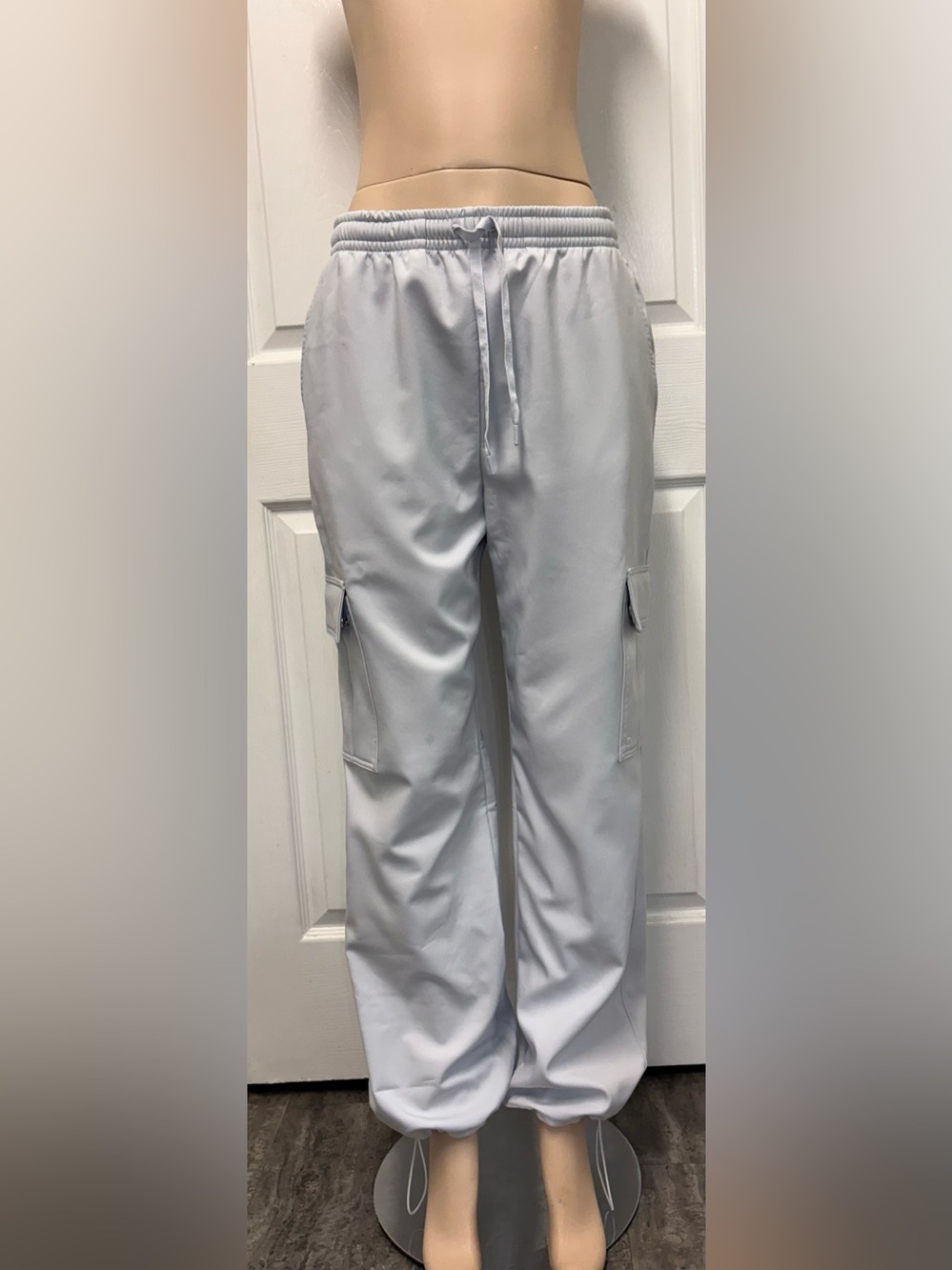 NWT PINK Victoria's Secret Brushed Woven Cargo Pants Hydrangea Blue Medium